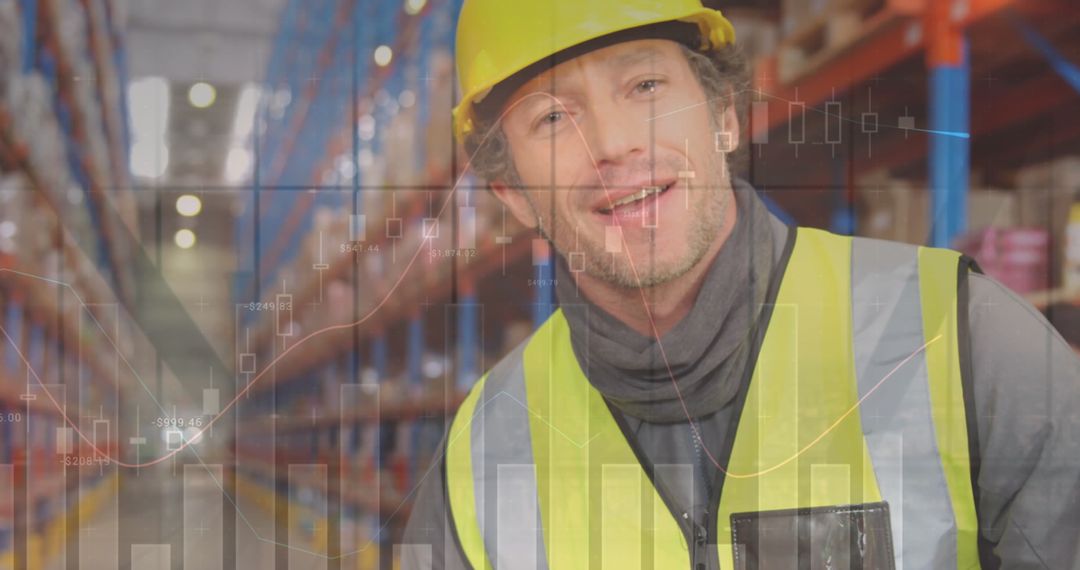 Warehouse Worker Analyzes Data Amidst Stock Logistics
