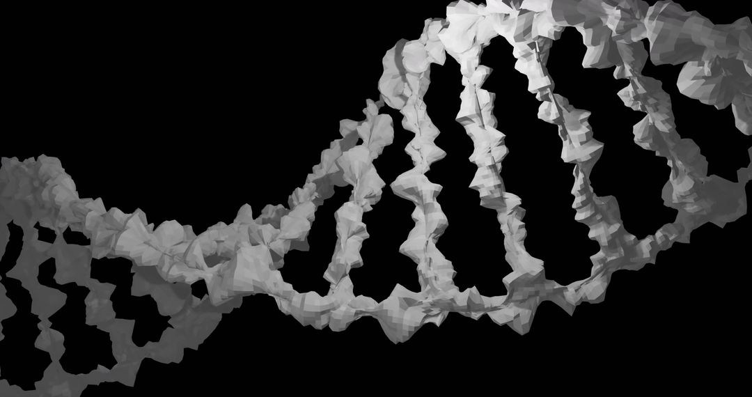 Abstract DNA Strand with Crumpled Effect on Black Background