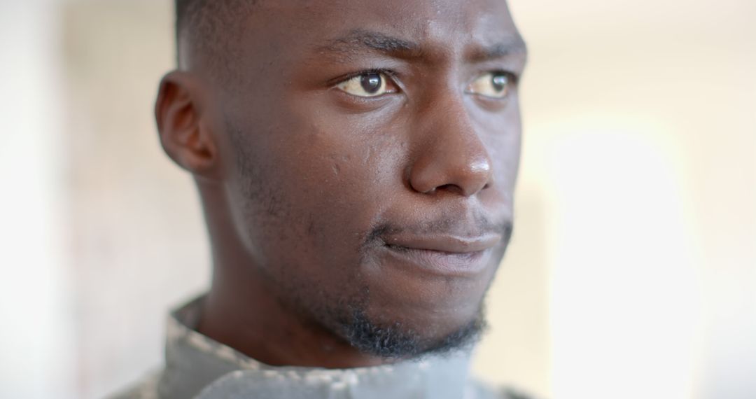 Pensive Military Soldier Reflecting While Enjoying Coffee