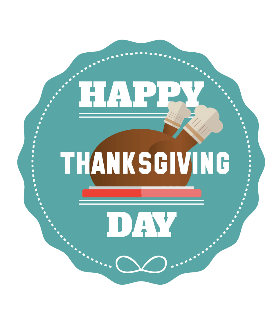 Happy Thanksgiving Day Transparent Graphic with Turkey and Text
