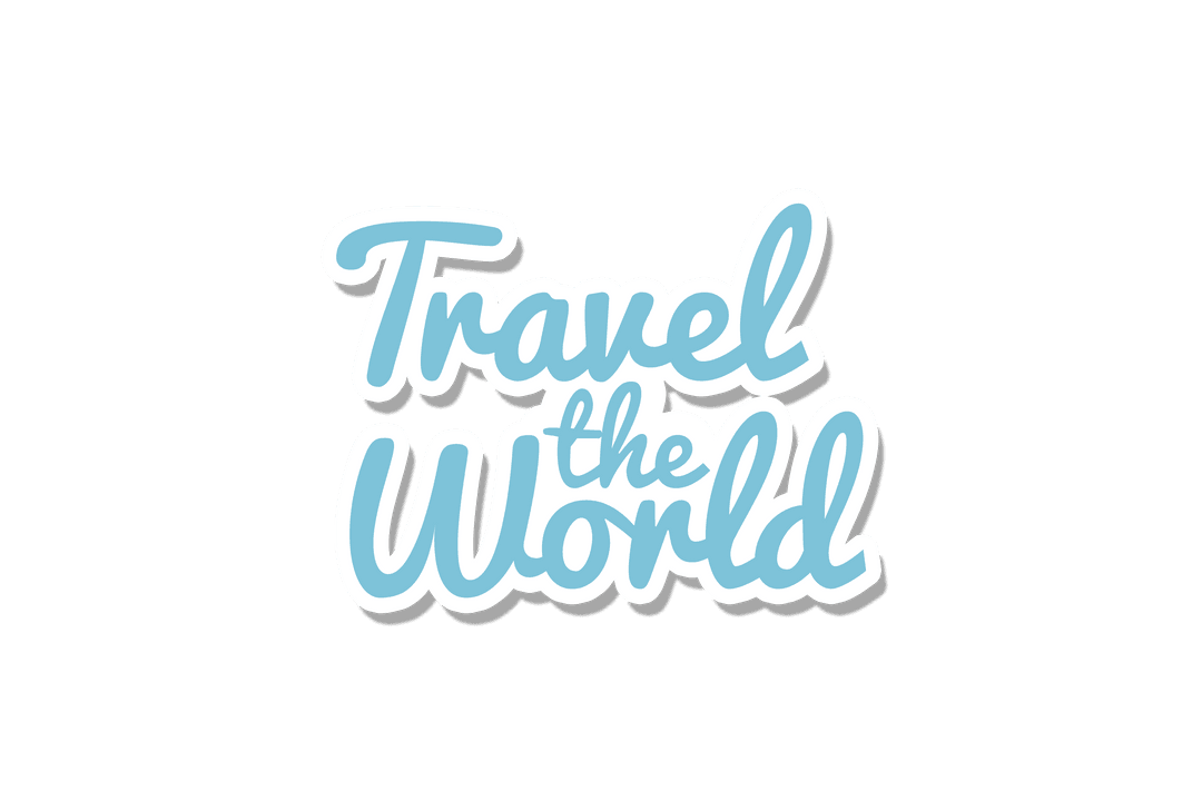 Stylized Transparent Travel the World Text Design in Blue