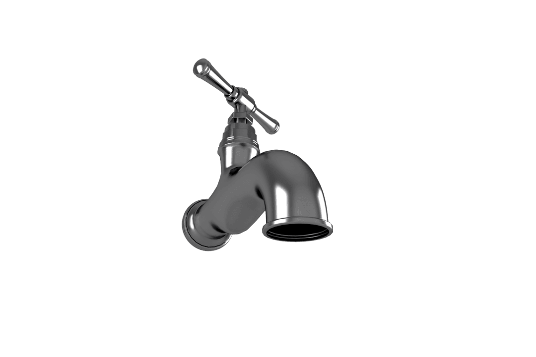 Shiny Chrome Faucet Isolated on Transparent Background