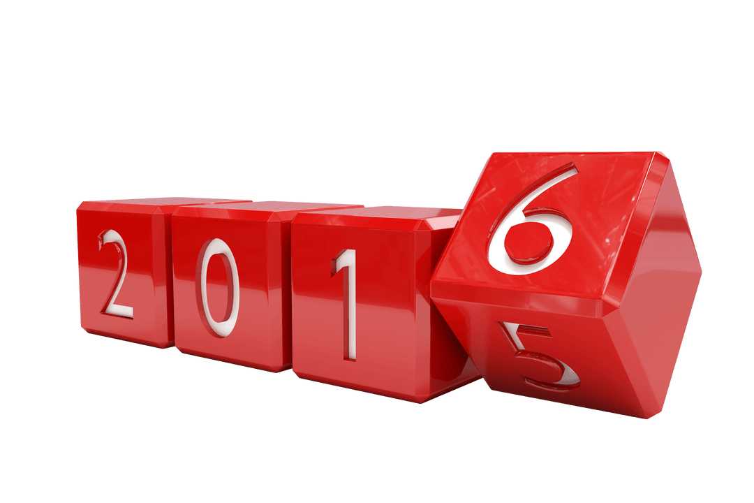3D 2016 Number Cubes with Transparent Background