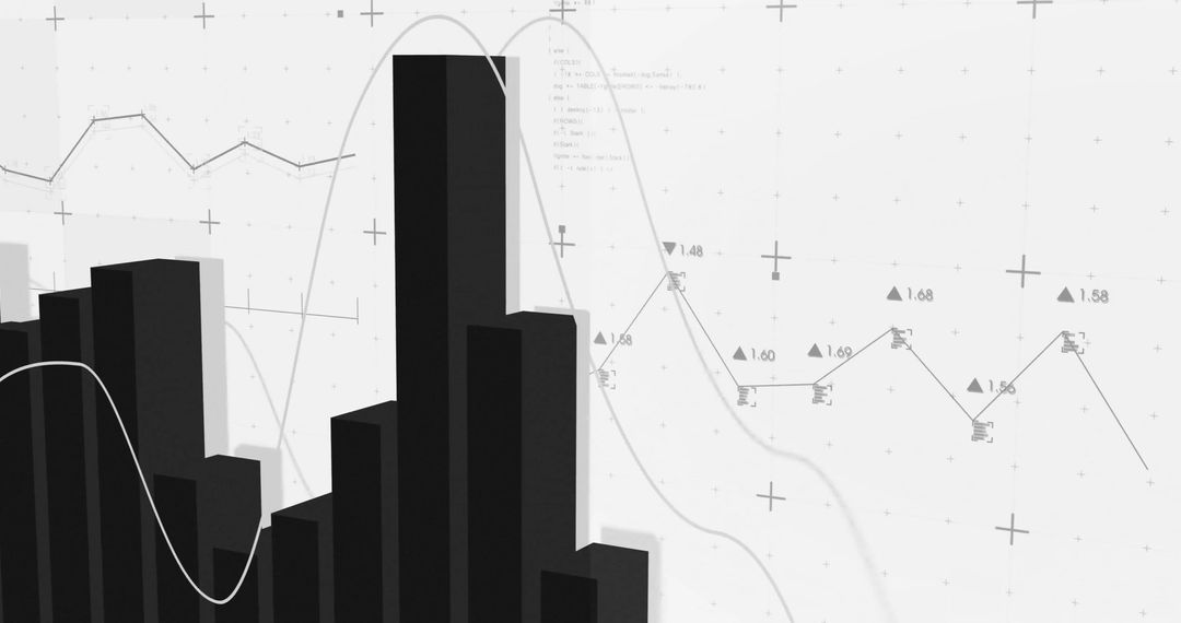 Abstract Data Analytics and Graphs on White Background