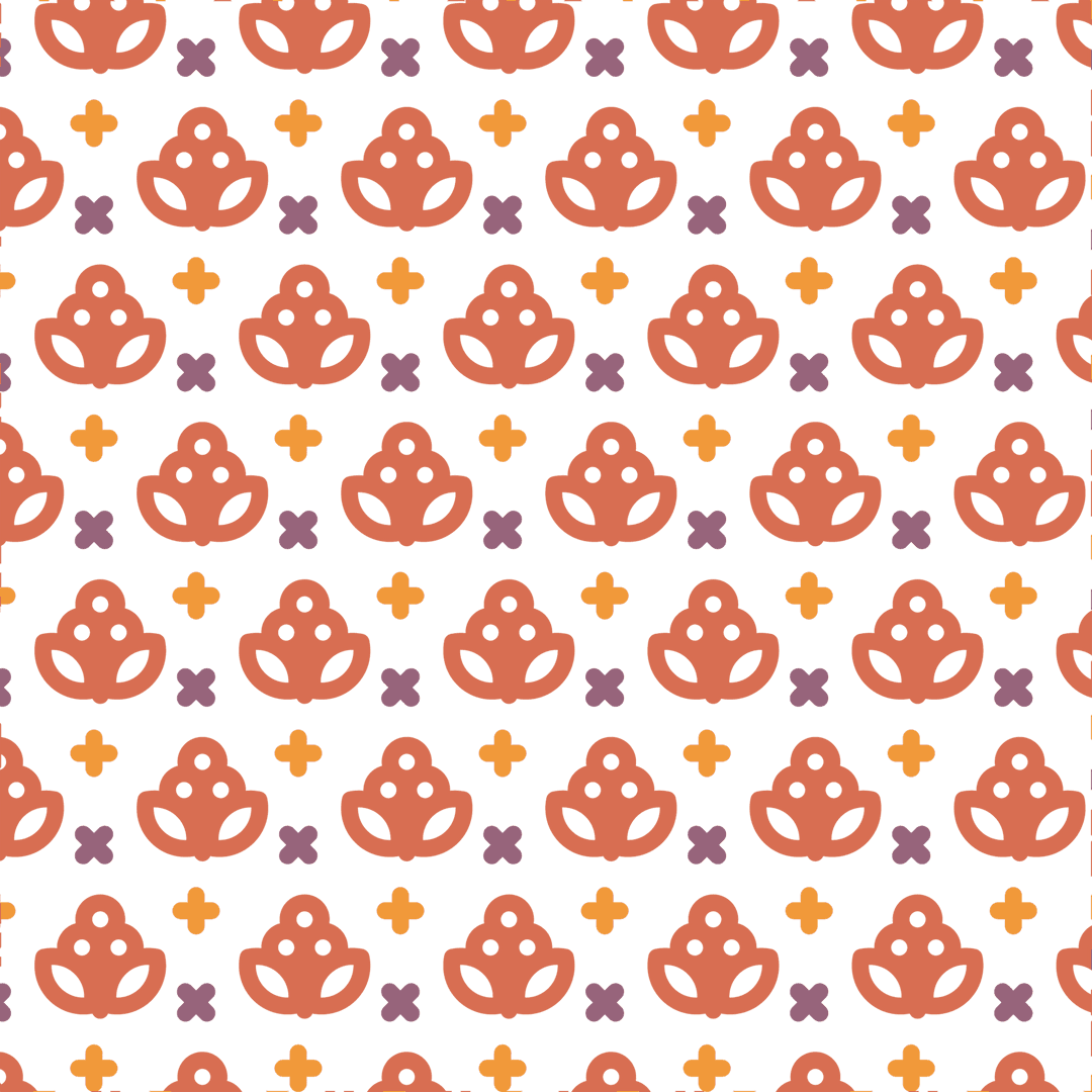 Colorful pattern of repeated shapes on transparent background