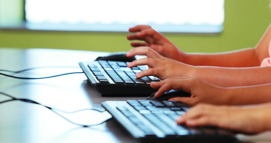 Children Typing on Keyboards in Classroom Setting - Free Images, Stock Photos and Pictures on Pikwizard.com