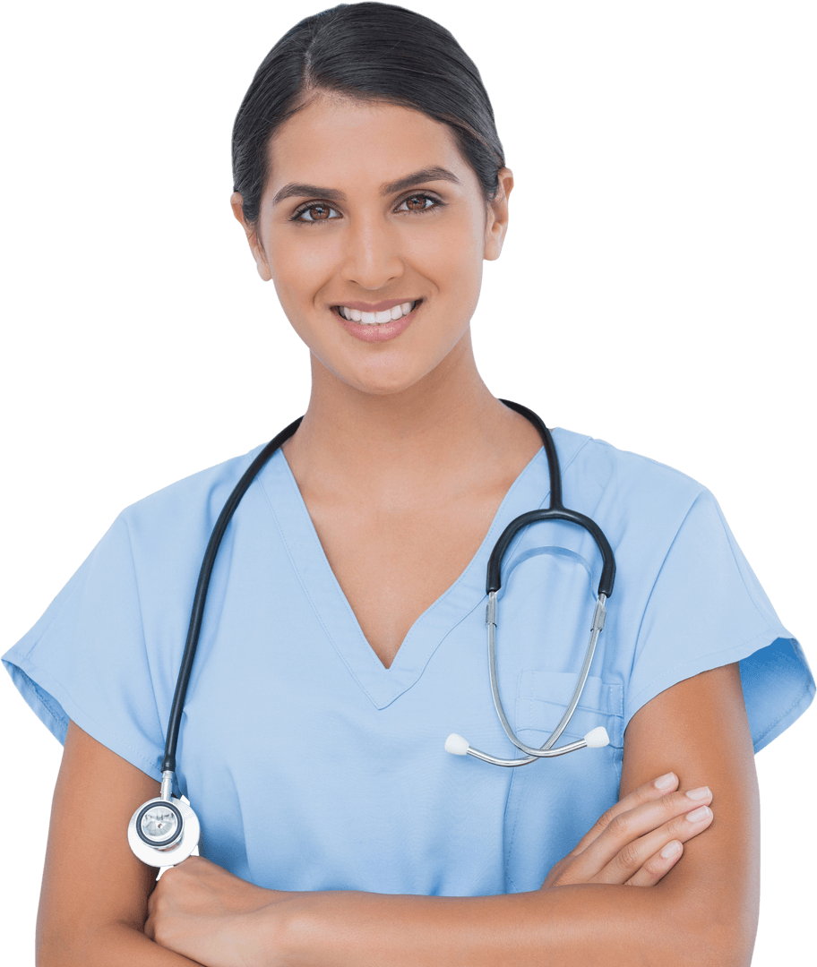 Smiling Biracial Female Doctor Isolated on Transparent Background