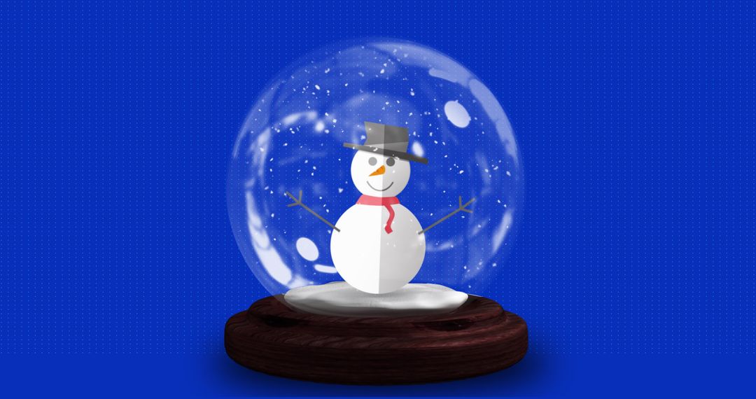 Christmas Snow Globe with Snowman on Blue Background - Free Images, Stock Photos and Pictures on Pikwizard.com