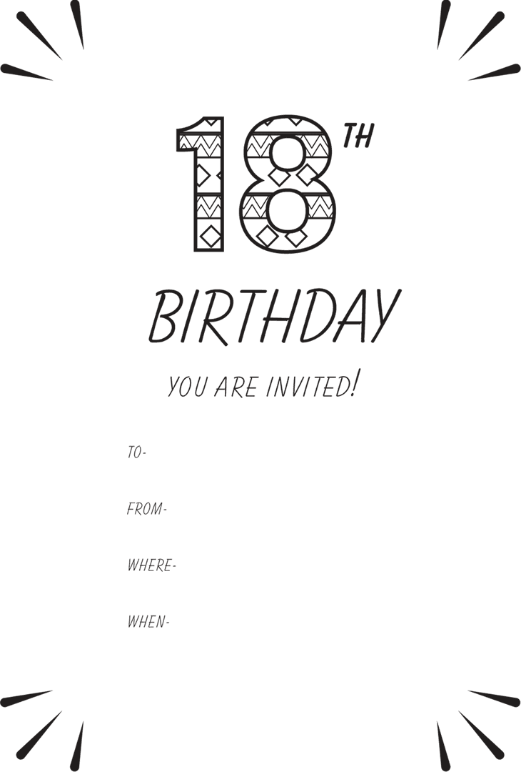 Editable Transparent 18th Birthday Invitation Card Design