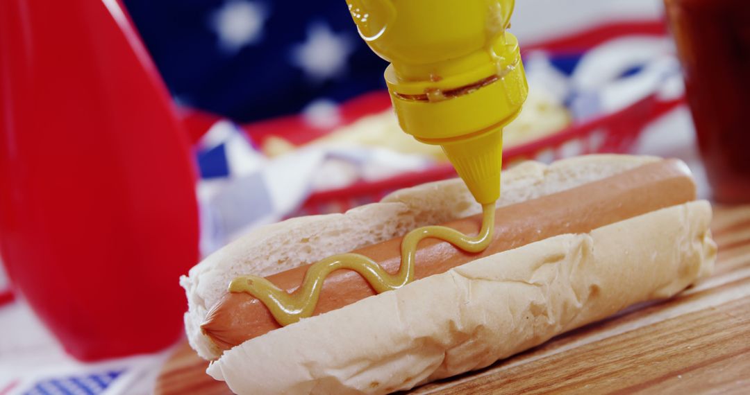 Close-Up of Hot Dog with Mustard - Free Images, Stock Photos and Pictures on Pikwizard.com