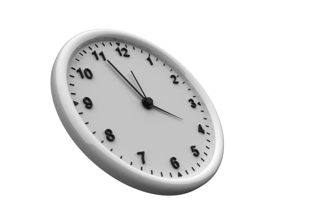 White Clock on Transparent Background Illustrating Time Concept