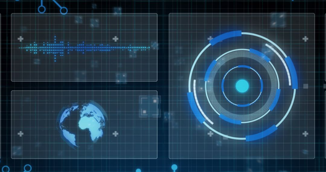 Futuristic Digital Analysis Interface on Blue Background