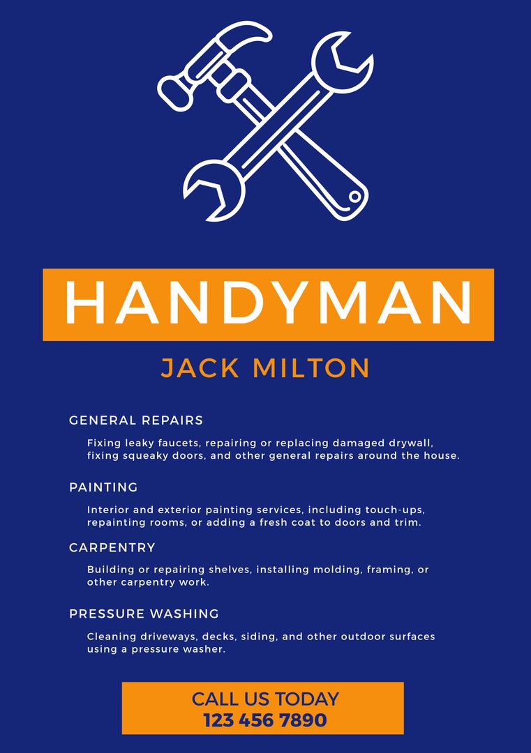 Handyman Services Flyer with Tool Icons on Blue Background - Download Free Stock Templates Pikwizard.com