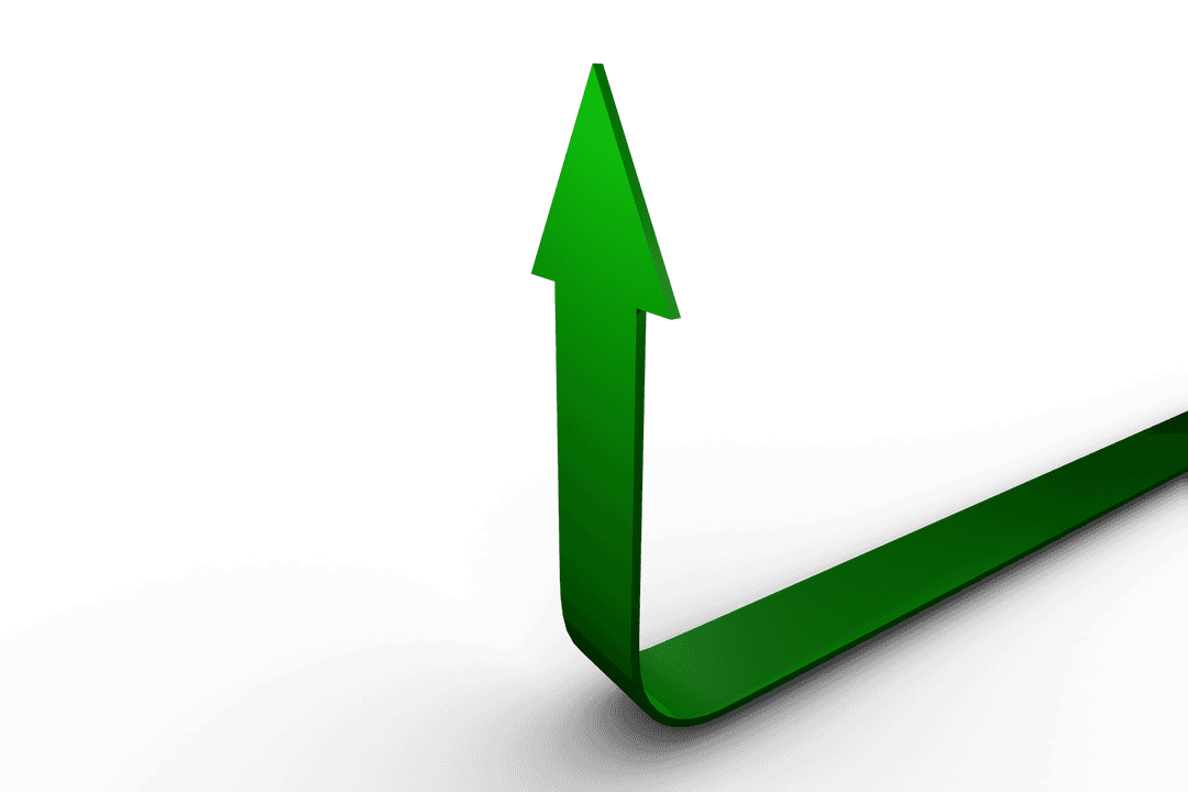 Curved Green Arrow on Transparent Background Vector