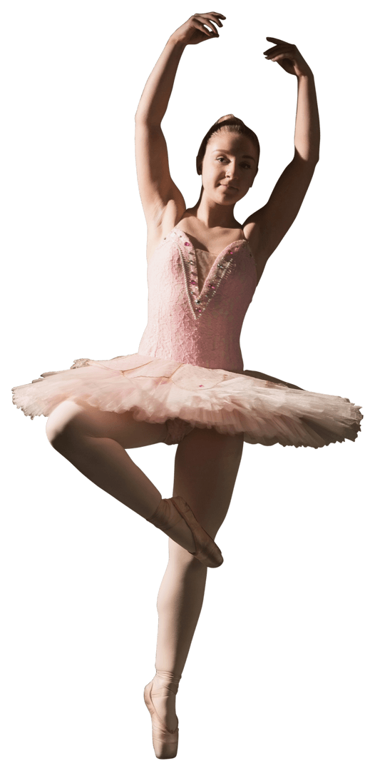 Ballet Dancer Posing Gracefully on Transparent Background