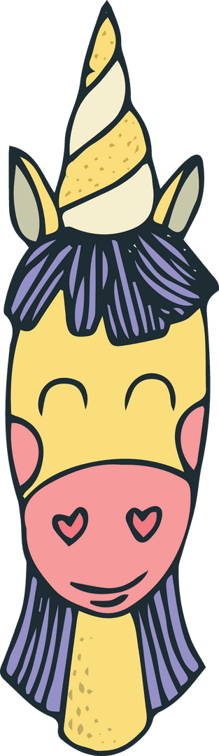 Cute Unicorn Face Illustration on Transparent Background