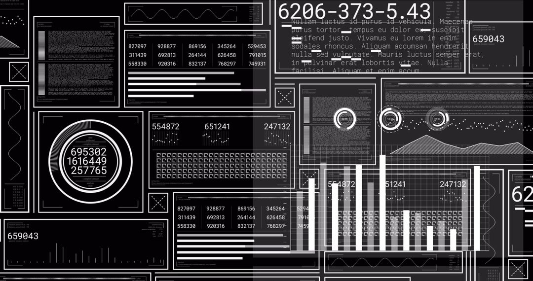 Abstract Digital Interface with Data Analysis Visualizations