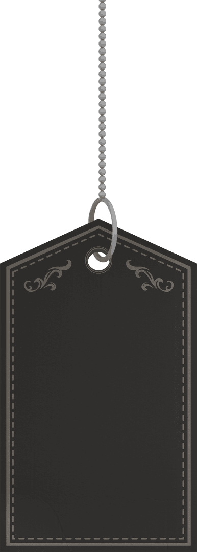 Elegant gray label with string on transparent background