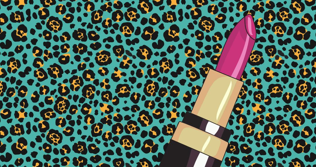 Vibrant Lipstick with Turquoise Leopard Print Pattern