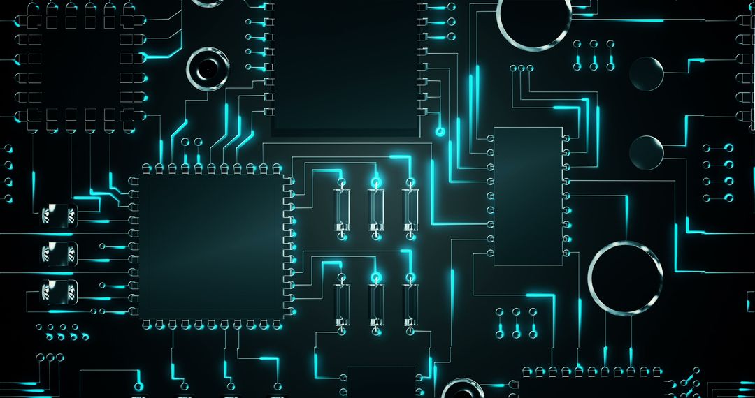 Futuristic Glowing Electronic Circuit Board Design