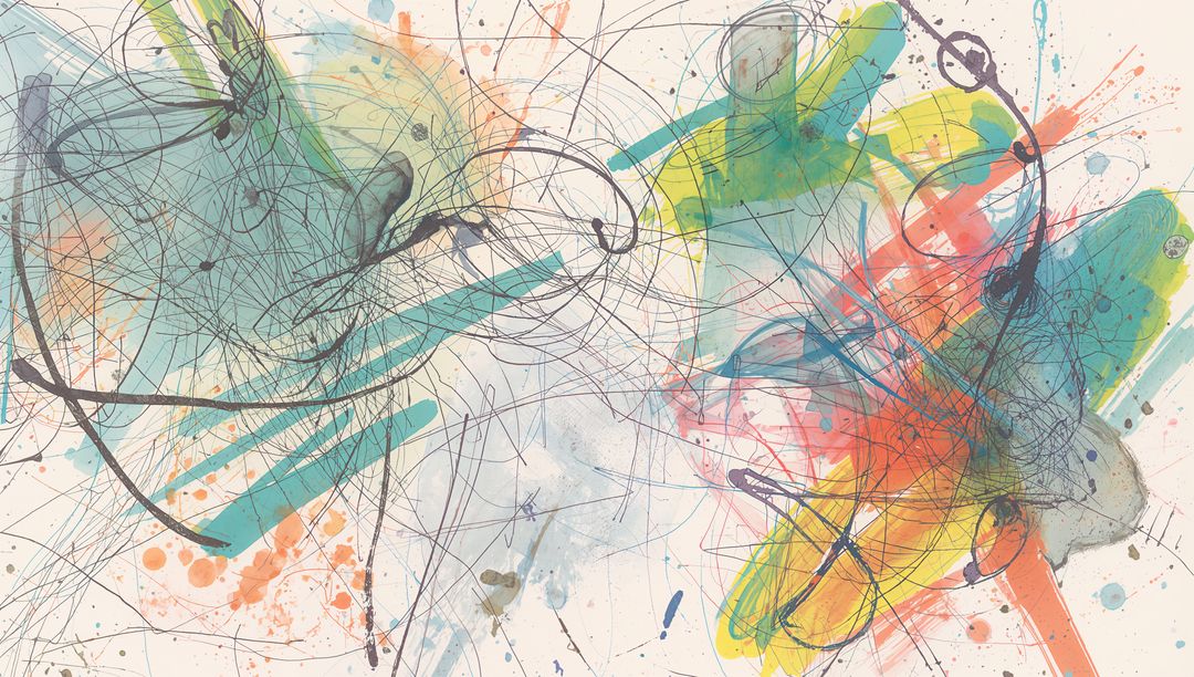 Vibrant Abstract Watercolor and Ink Expressionism Art