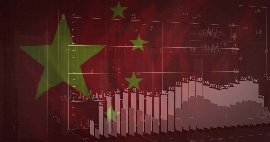 China Economic Data Visualization with 3D Chart - Finance & Analytics Concept
