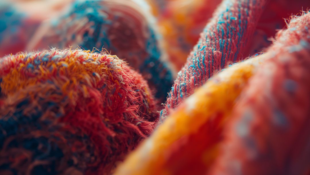 Macro View of Vibrant Multicolored Fuzzy Textile
