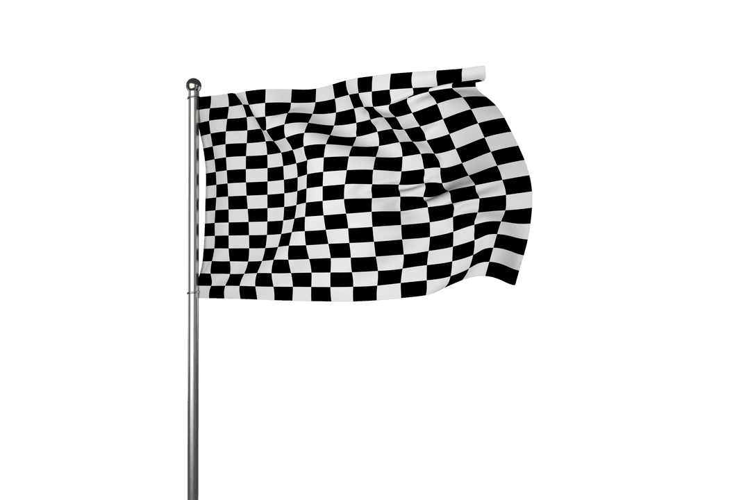 Transparent Race Checkered Flag on Pole Illustration