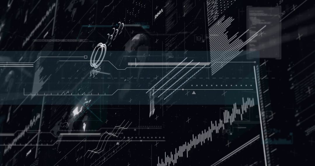 Abstract Digital Interface with Glowing Data Streams