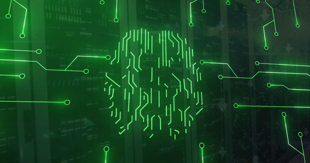 Futuristic Digital Brain Network in Server Room