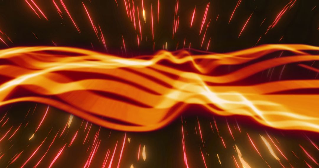Dynamic Glowing Orange Waves with Light Trails