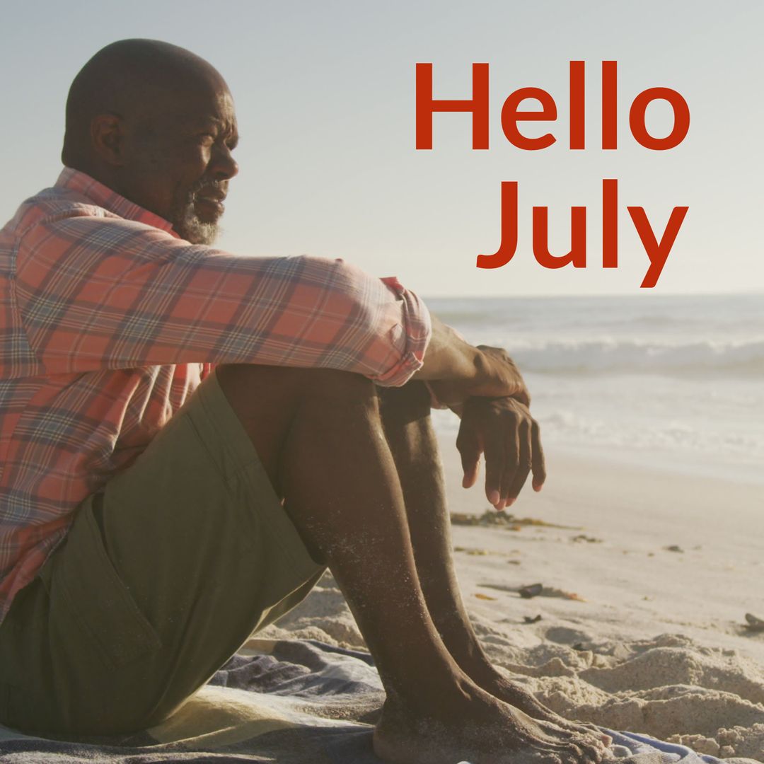 Senior Man Enjoying Tranquil Beach in July