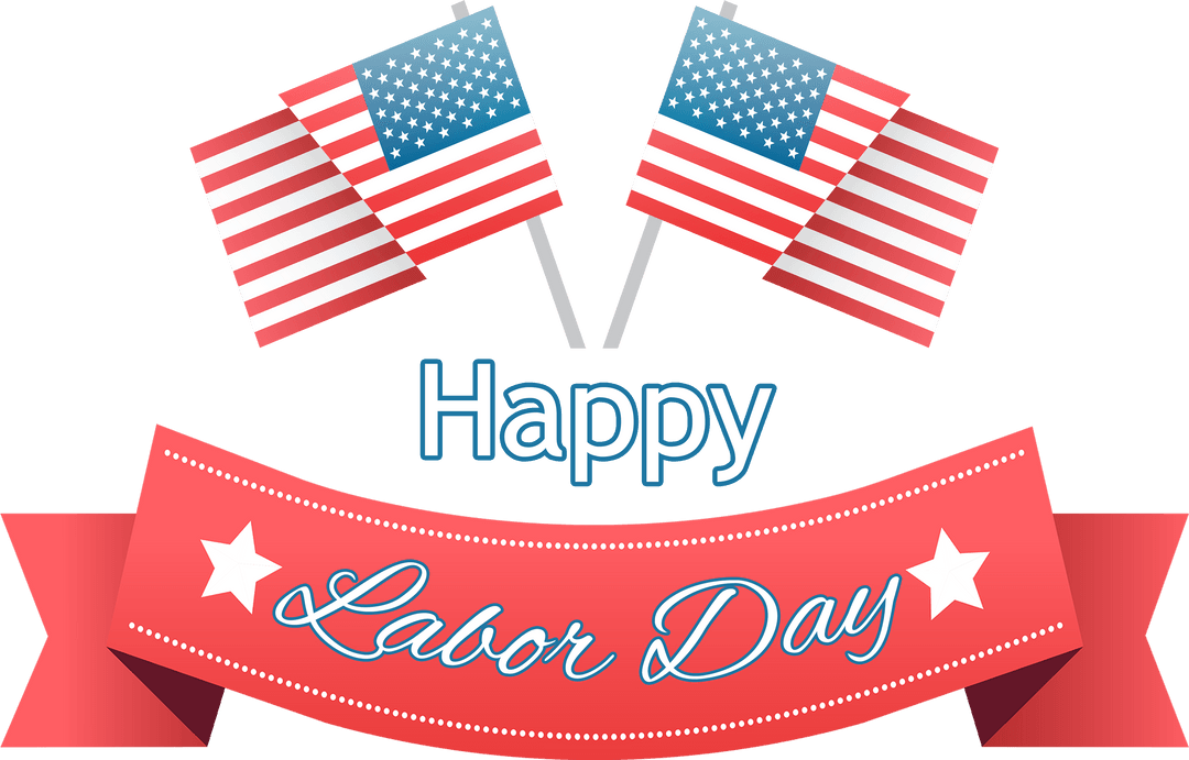 Transparent Labor Day Celebration Banner With American Flags
