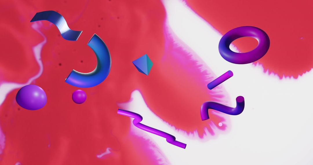 Dynamic Abstract Shapes on Vibrant Red Background