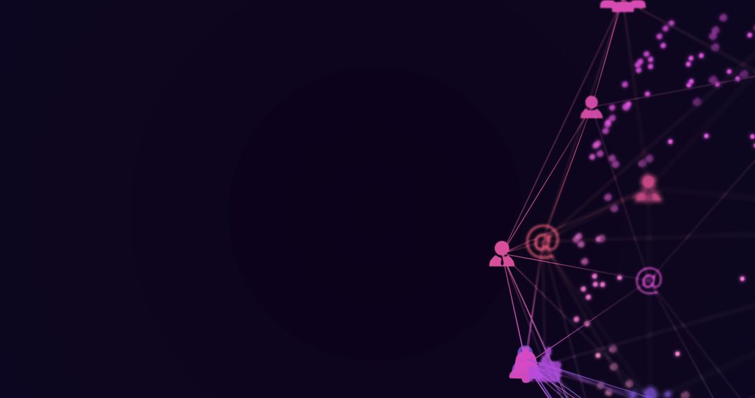 Digital Networking Concept with Connected Icons on Dark Background