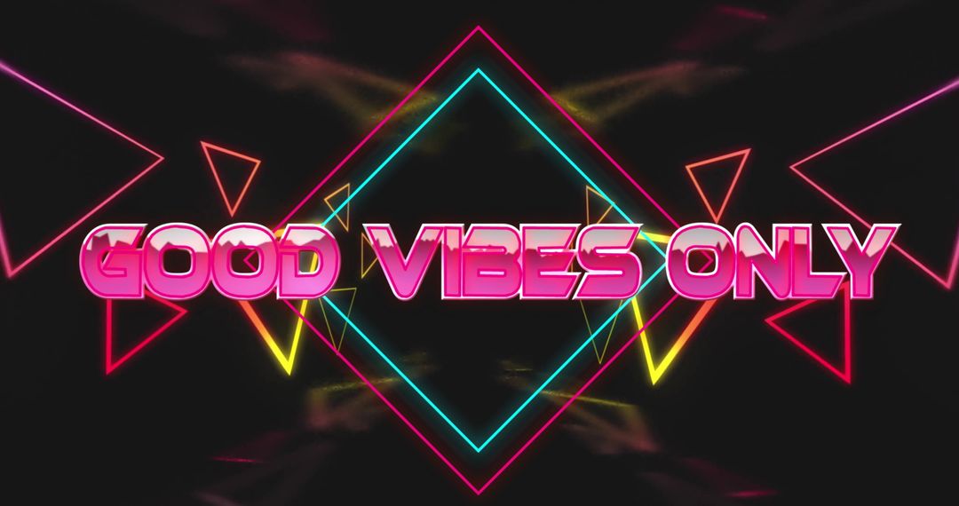 Futuristic Neon Text Art with Good Vibes Only Message