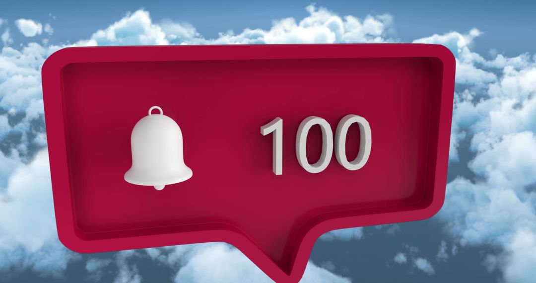 Social Media Notification Icon With 100 Alerts Against Serene Cloudscape - Free Images, Stock Photos and Pictures on Pikwizard.com