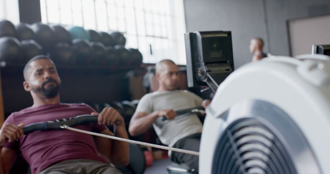 Men Exercising on Rowing Machines in Gym - Free Images, Stock Photos and Pictures on Pikwizard.com