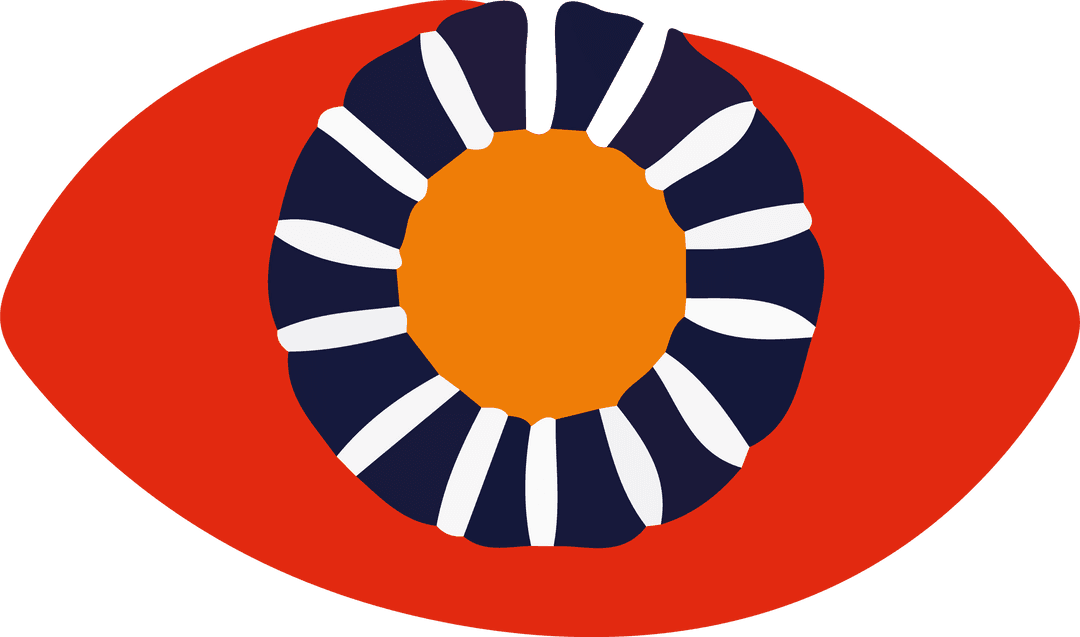Floating Abstract Eye with Orange Circle on Transparent Design