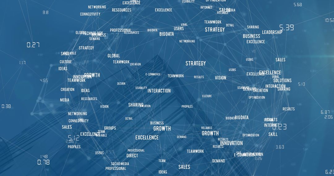Futuristic Network with Business Keywords and Skyscraper