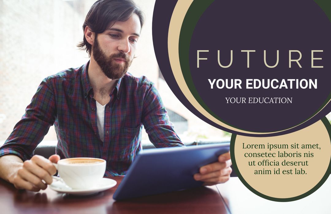 Man Engaging With Tablet Representing Future Education Goals