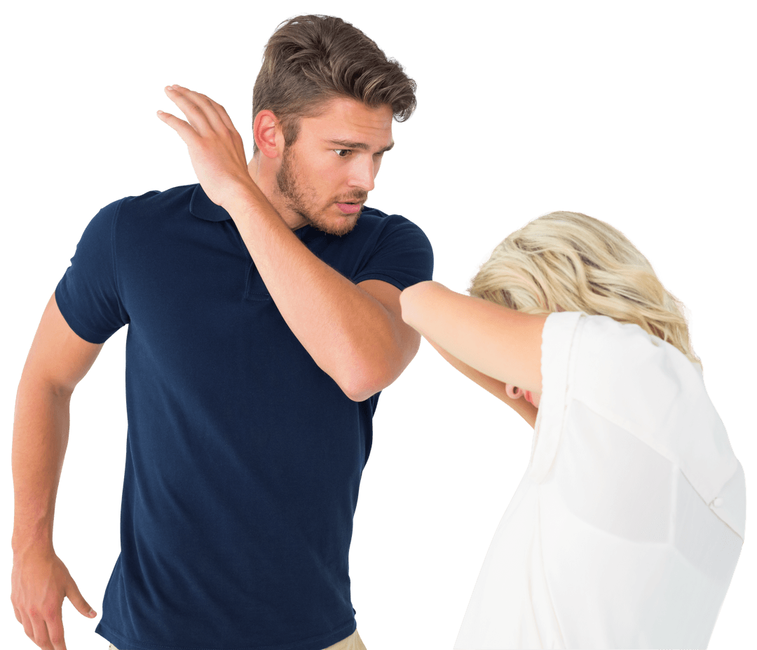 Couple Arguing with Strong Expressions on Transparent Background