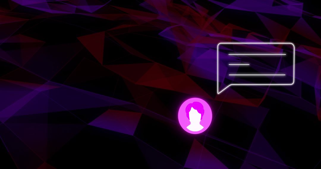 Neon Social Media Interface with User Icon and Messages