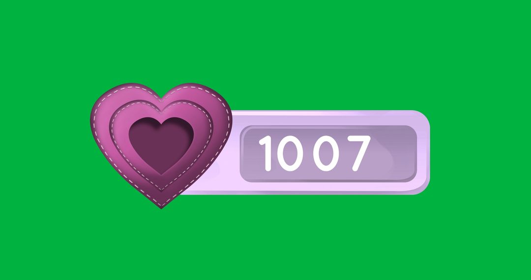 Heart-Shaped Like Counter on Green Background Illustration