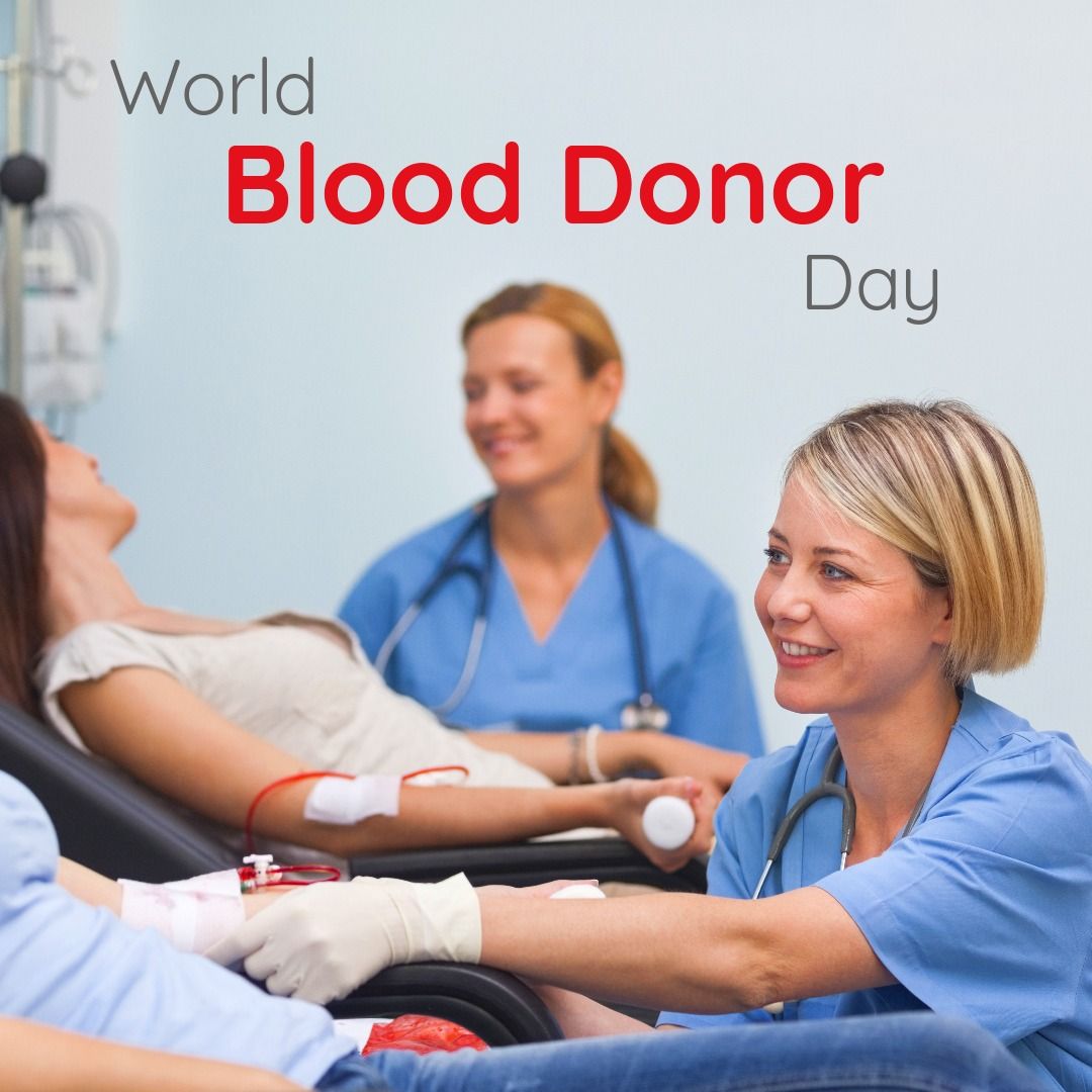 World blood donor day text over caucasian nurses and women donors at hospital - Download Free Stock Templates Pikwizard.com