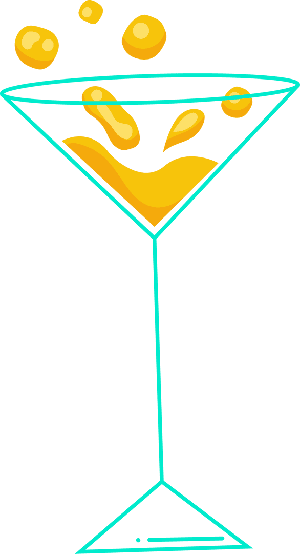 Modern Minimalist Martini Glass with Splash on Transparent Background