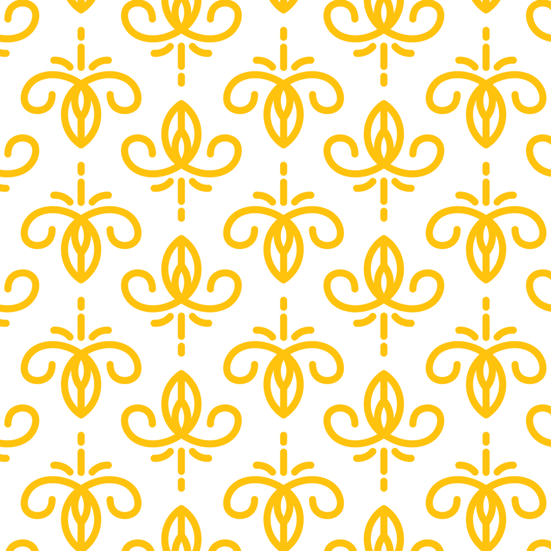 Seamless Yellow Floral Motif Pattern on Transparent Background