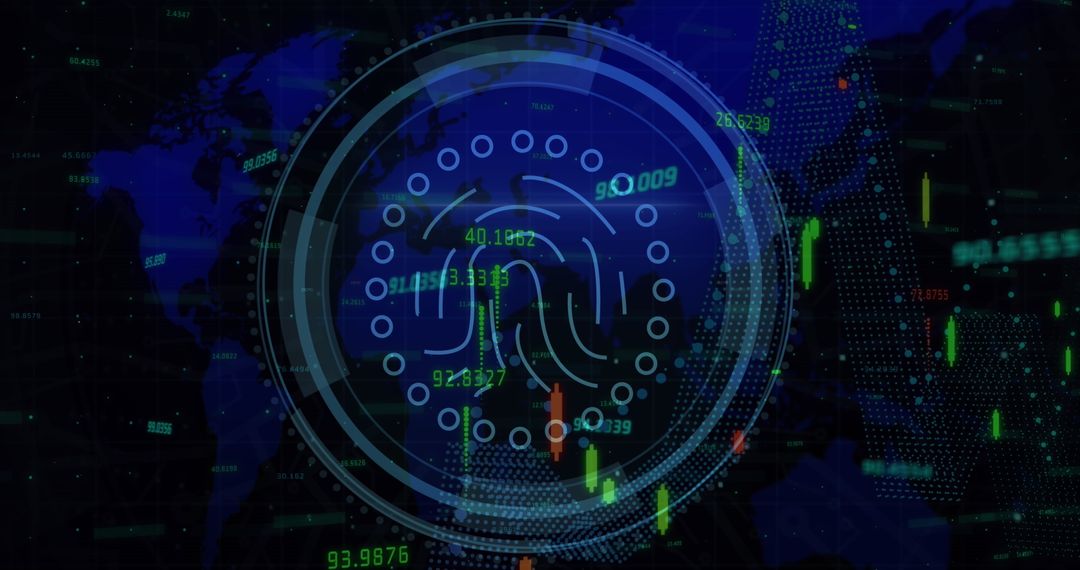 Abstract Digital Interface with World Map and Data Processing