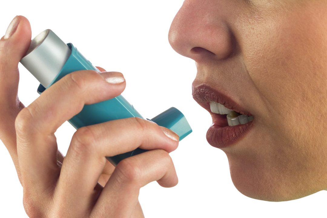 Transparent Close Up of Woman Using Asthma Inhaler - Download Free Stock Images Pikwizard.com