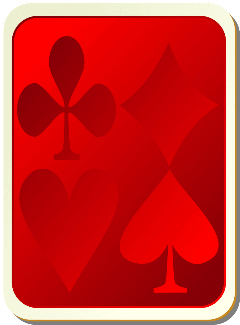 Glowing transparent cards back with red tone playing suit icons